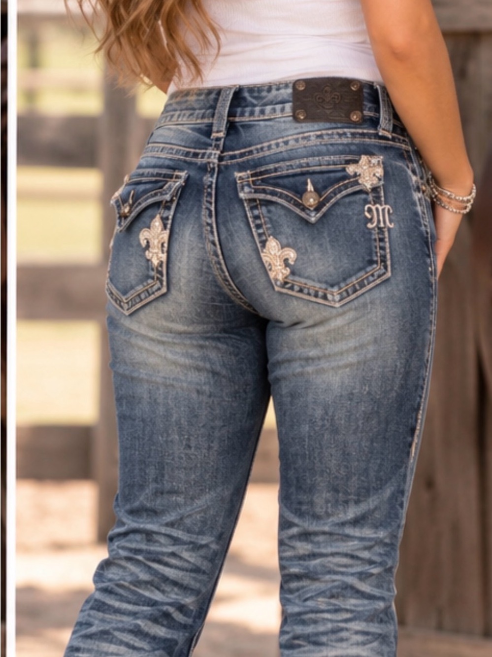 Miss Me Distressed Blue Embellished Skinny Jeans